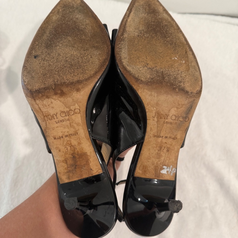 Jimmy Choo Black Patent Leather Slingback Heela - Picture 2 of 3